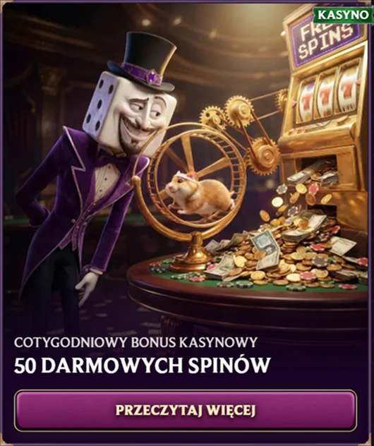 Cotygodniowy bonus kasynowy 50 darmowych spinów