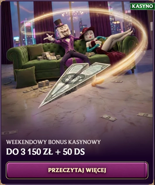 Weekendowy bonus kasynowy do 3 150 zł