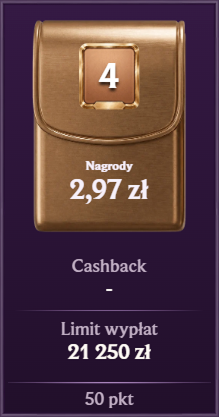 Poziom VIP 4 nagroda 2,97 zł 50 pkt